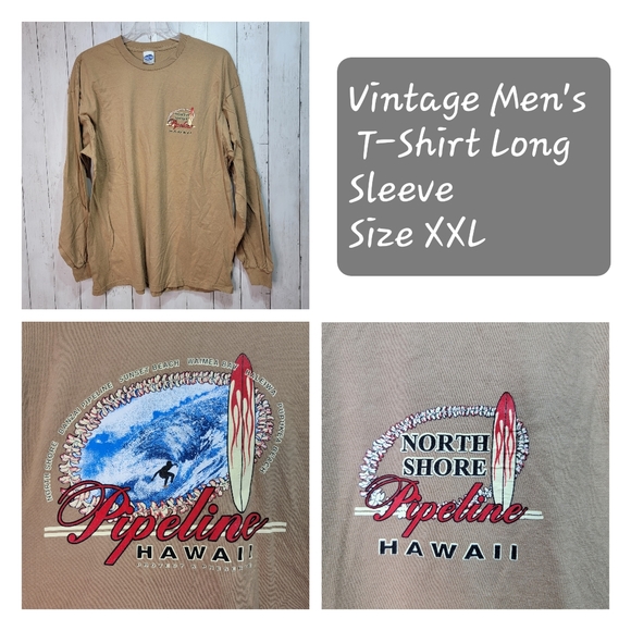 Vintage Men's Hawaii North Shore Pipeline Long Sleeve Graphic T-Shirt Size XXL. - Picture 1 of 6